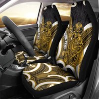 Kowhai Aotearoa Atua Tumatauenga Personalised Car Seat Cover Maori God Of War Tiki With Taiaha LT14 - Polynesian Pride