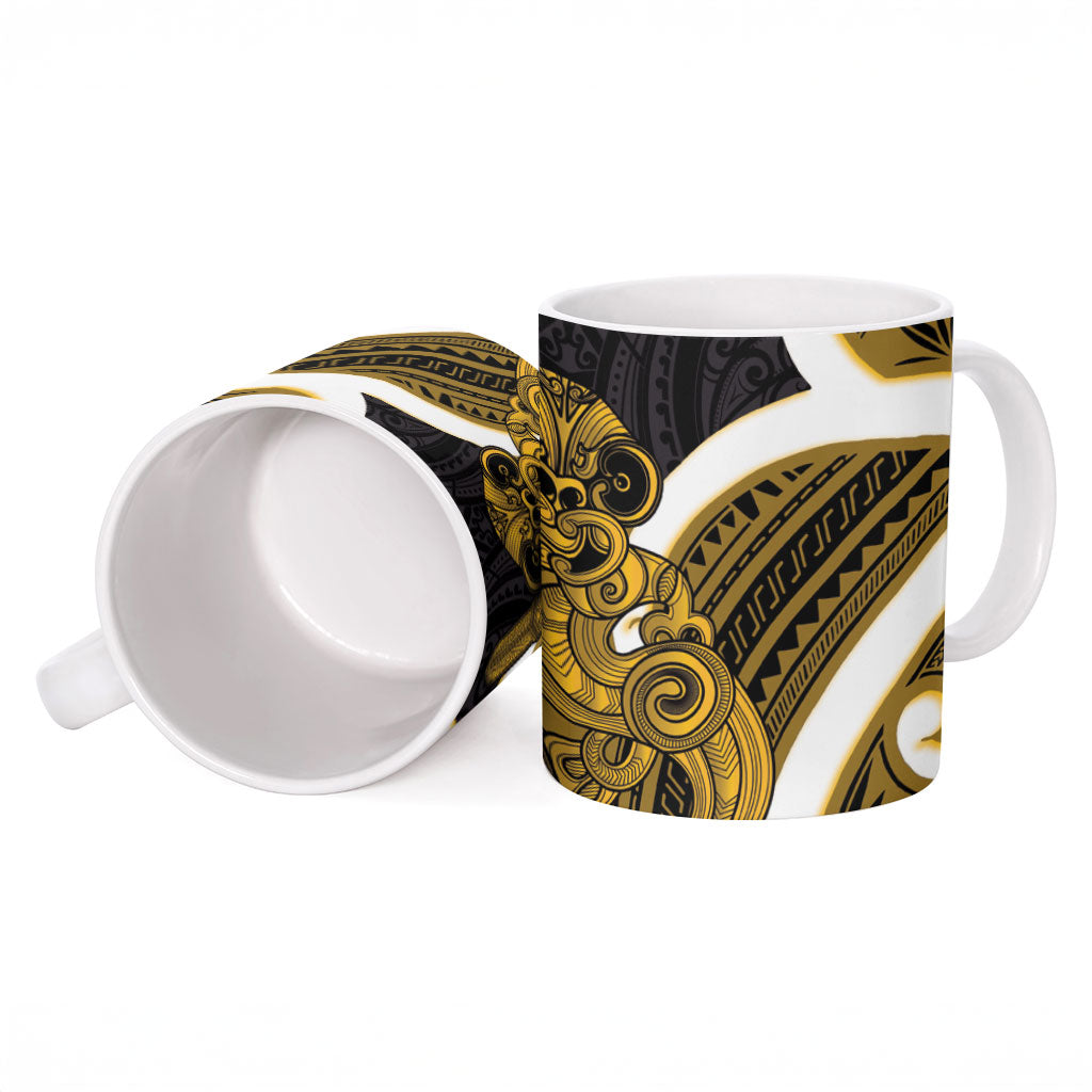 Kowhai Aotearoa Atua Tumatauenga Ceramic Mug Maori God Of War Tiki With Taiaha LT14 - Polynesian Pride