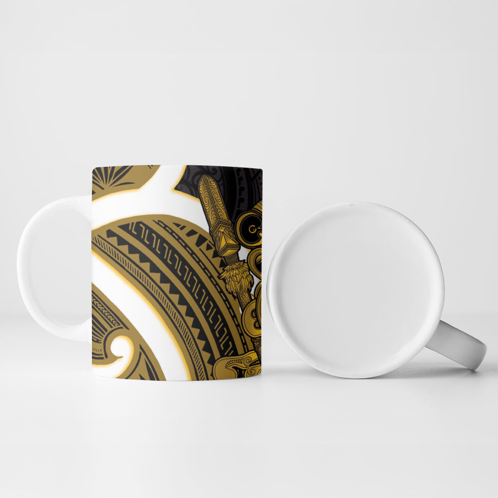 Kowhai Aotearoa Atua Tumatauenga Ceramic Mug Maori God Of War Tiki With Taiaha LT14 - Polynesian Pride
