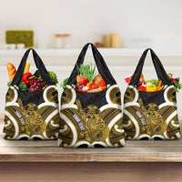 Kowhai Aotearoa Atua Tumatauenga Personalised Grocery Bag Maori God Of War Tiki With Taiaha LT14 3-pack One Size Yellow - Polynesian Pride