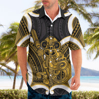 Kowhai Aotearoa Atua Tumatauenga Personalised Hawaiian Shirt Maori God Of War Tiki With Taiaha LT14 - Polynesian Pride