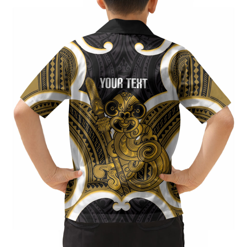 Kowhai Aotearoa Atua Tumatauenga Personalised Hawaiian Shirt Maori God Of War Tiki With Taiaha LT14 - Polynesian Pride