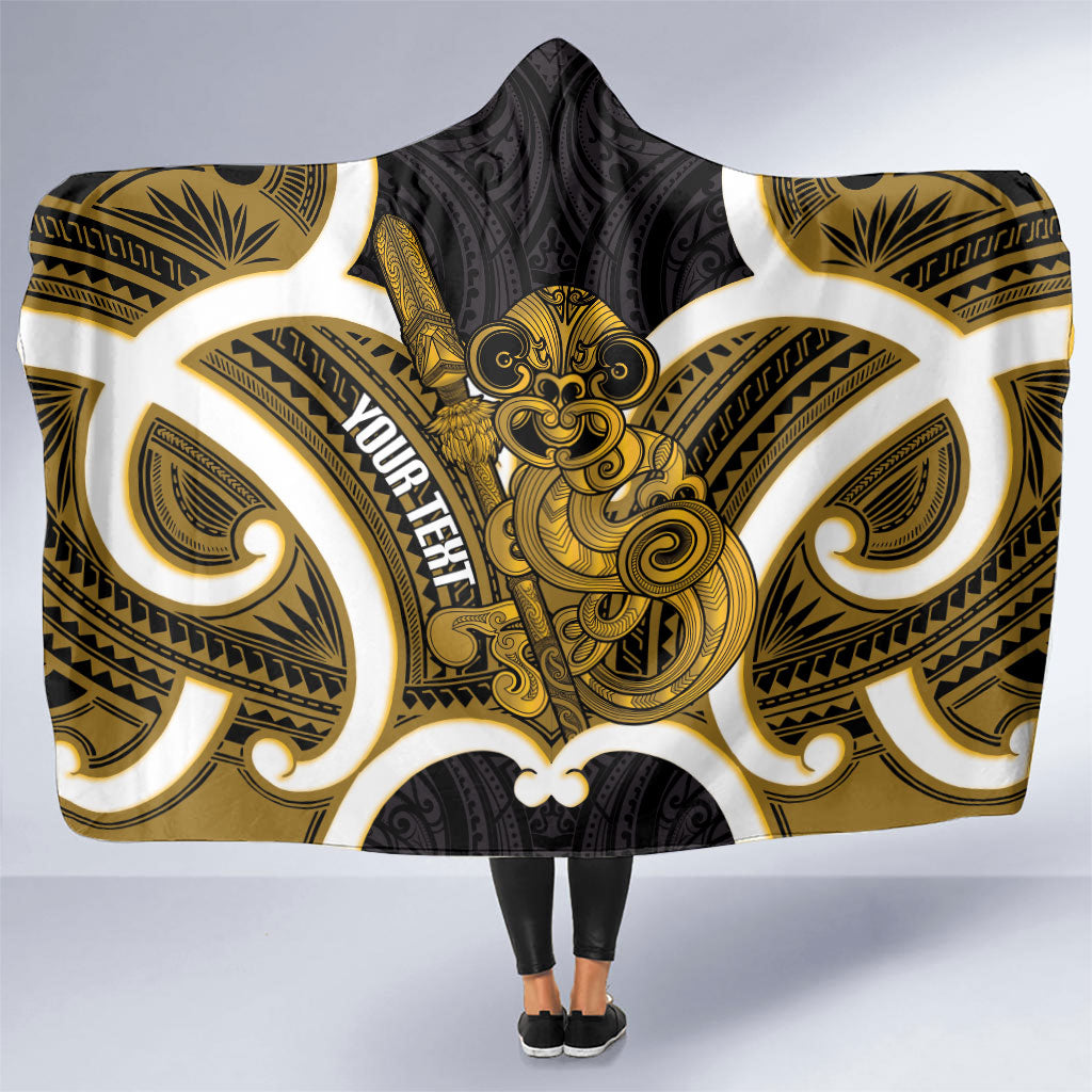Kowhai Aotearoa Atua Tumatauenga Personalised Hooded Blanket Maori God Of War Tiki With Taiaha LT14 One Size Yellow - Polynesian Pride