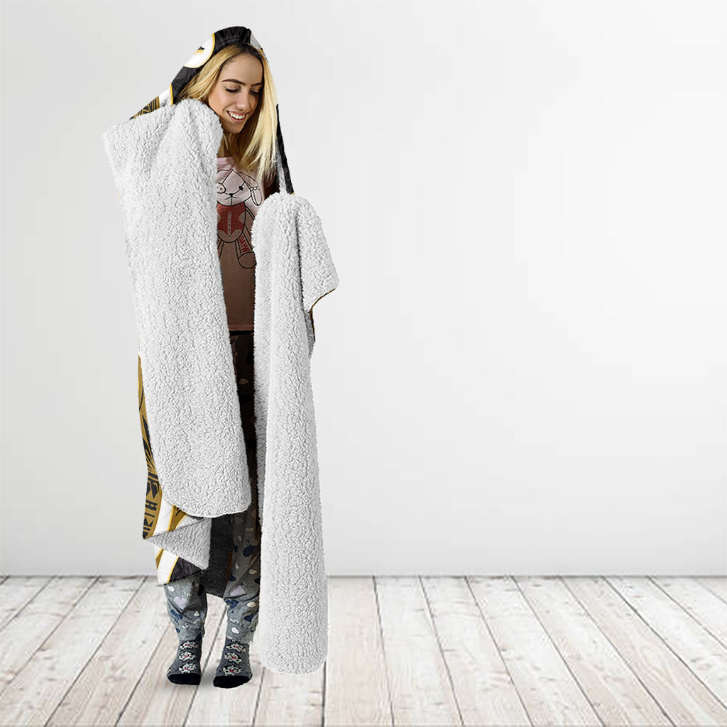 Kowhai Aotearoa Atua Tumatauenga Personalised Hooded Blanket Maori God Of War Tiki With Taiaha LT14 - Polynesian Pride
