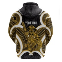 Kowhai Aotearoa Atua Tumatauenga Personalised Hoodie Maori God Of War Tiki With Taiaha LT14 - Polynesian Pride