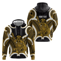 Kowhai Aotearoa Atua Tumatauenga Personalised Hoodie Maori God Of War Tiki With Taiaha LT14 - Polynesian Pride