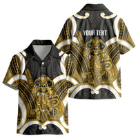 Kowhai Aotearoa Atua Tumatauenga Personalised Kid Hawaiian Shirt Maori God Of War Tiki With Taiaha LT14 - Polynesian Pride