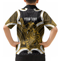 Kowhai Aotearoa Atua Tumatauenga Personalised Kid Hawaiian Shirt Maori God Of War Tiki With Taiaha LT14 - Polynesian Pride