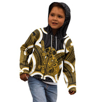 Kowhai Aotearoa Atua Tumatauenga Personalised Kid Hoodie Maori God Of War Tiki With Taiaha LT14 - Polynesian Pride