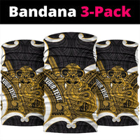 Kowhai Aotearoa Atua Tumatauenga Personalised Neck Gaiter Maori God Of War Tiki With Taiaha LT14 package One Size: 25*50cm Yellow - Polynesian Pride