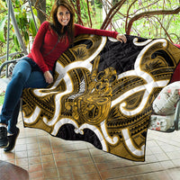 Kowhai Aotearoa Atua Tumatauenga Personalised Quilt Maori God Of War Tiki With Taiaha LT14 - Polynesian Pride