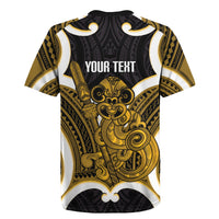 Kowhai Aotearoa Atua Tumatauenga Personalised Rugby Jersey Maori God Of War Tiki With Taiaha LT14 - Polynesian Pride