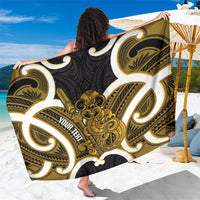 Kowhai Aotearoa Atua Tumatauenga Personalised Sarong Maori God Of War Tiki With Taiaha LT14 One Size 44 x 66 inches Yellow - Polynesian Pride