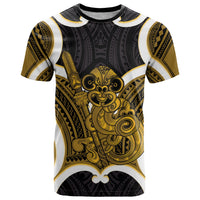 Kowhai Aotearoa Atua Tumatauenga Personalised T Shirt Maori God Of War Tiki With Taiaha LT14 Yellow - Polynesian Pride