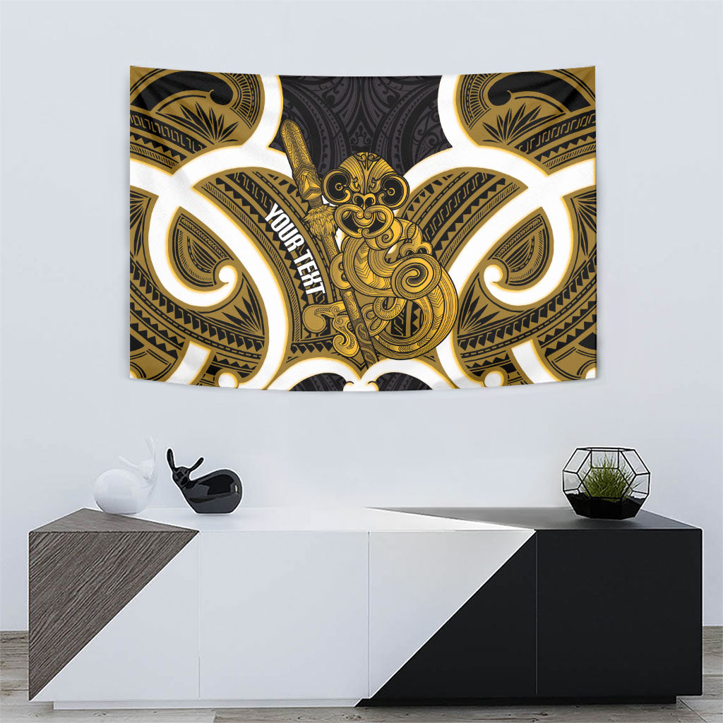Kowhai Aotearoa Atua Tumatauenga Personalised Tapestry Maori God Of War Tiki With Taiaha LT14 - Polynesian Pride