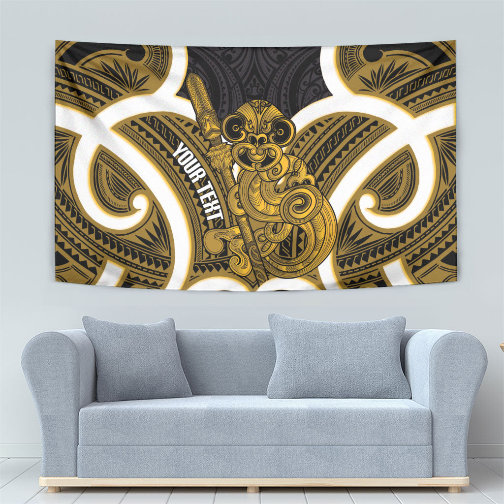 Kowhai Aotearoa Atua Tumatauenga Personalised Tapestry Maori God Of War Tiki With Taiaha LT14 - Polynesian Pride