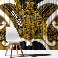 Kowhai Aotearoa Atua Tumatauenga Personalised Window Curtain Maori God Of War Tiki With Taiaha LT14 - Polynesian Pride