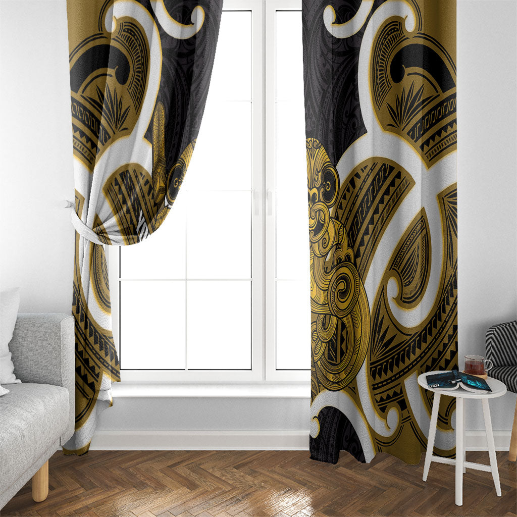 Kowhai Aotearoa Atua Tumatauenga Personalised Window Curtain Maori God Of War Tiki With Taiaha LT14 - Polynesian Pride