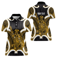 Kowhai Aotearoa Atua Tumatauenga Personalised Women Polo Shirt Maori God Of War Tiki With Taiaha LT14 - Polynesian Pride
