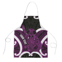 Waiporoporo Aotearoa Atua Tumatauenga Personalised Apron Maori God Of War Tiki With Taiaha LT14 Purple - Polynesian Pride
