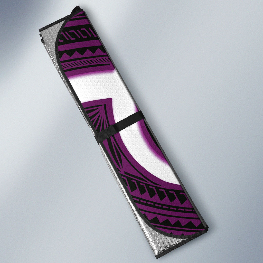 Waiporoporo Aotearoa Atua Tumatauenga Personalised Auto Sun Shade Maori God Of War Tiki With Taiaha LT14 - Polynesian Pride