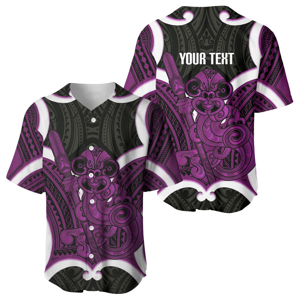 Waiporoporo Aotearoa Atua Tumatauenga Personalised Baseball Jersey Maori God Of War Tiki With Taiaha LT14 - Polynesian Pride