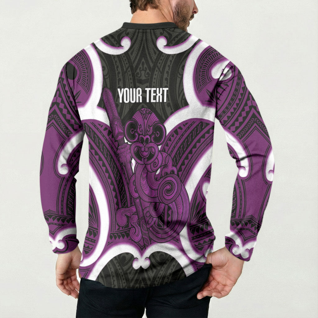Waiporoporo Aotearoa Atua Tumatauenga Personalised Button Sweatshirt Maori God Of War Tiki With Taiaha LT14 - Polynesian Pride