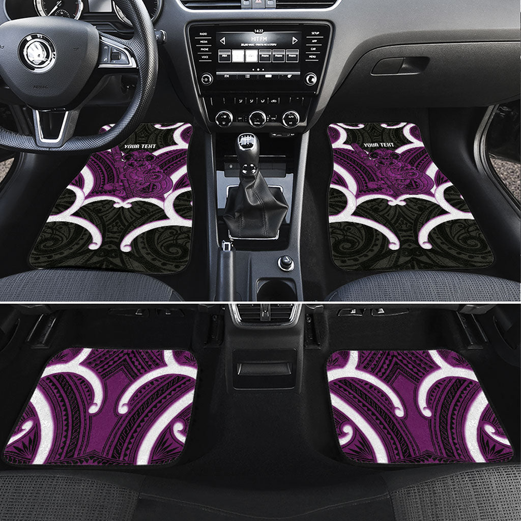 Waiporoporo Aotearoa Atua Tumatauenga Personalised Car Mats Maori God Of War Tiki With Taiaha LT14 Set 4pcs Purple - Polynesian Pride
