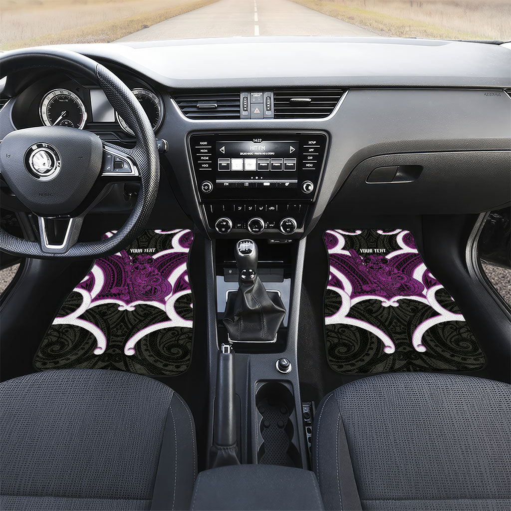 Waiporoporo Aotearoa Atua Tumatauenga Personalised Car Mats Maori God Of War Tiki With Taiaha LT14 Set 2pcs - Front Purple - Polynesian Pride
