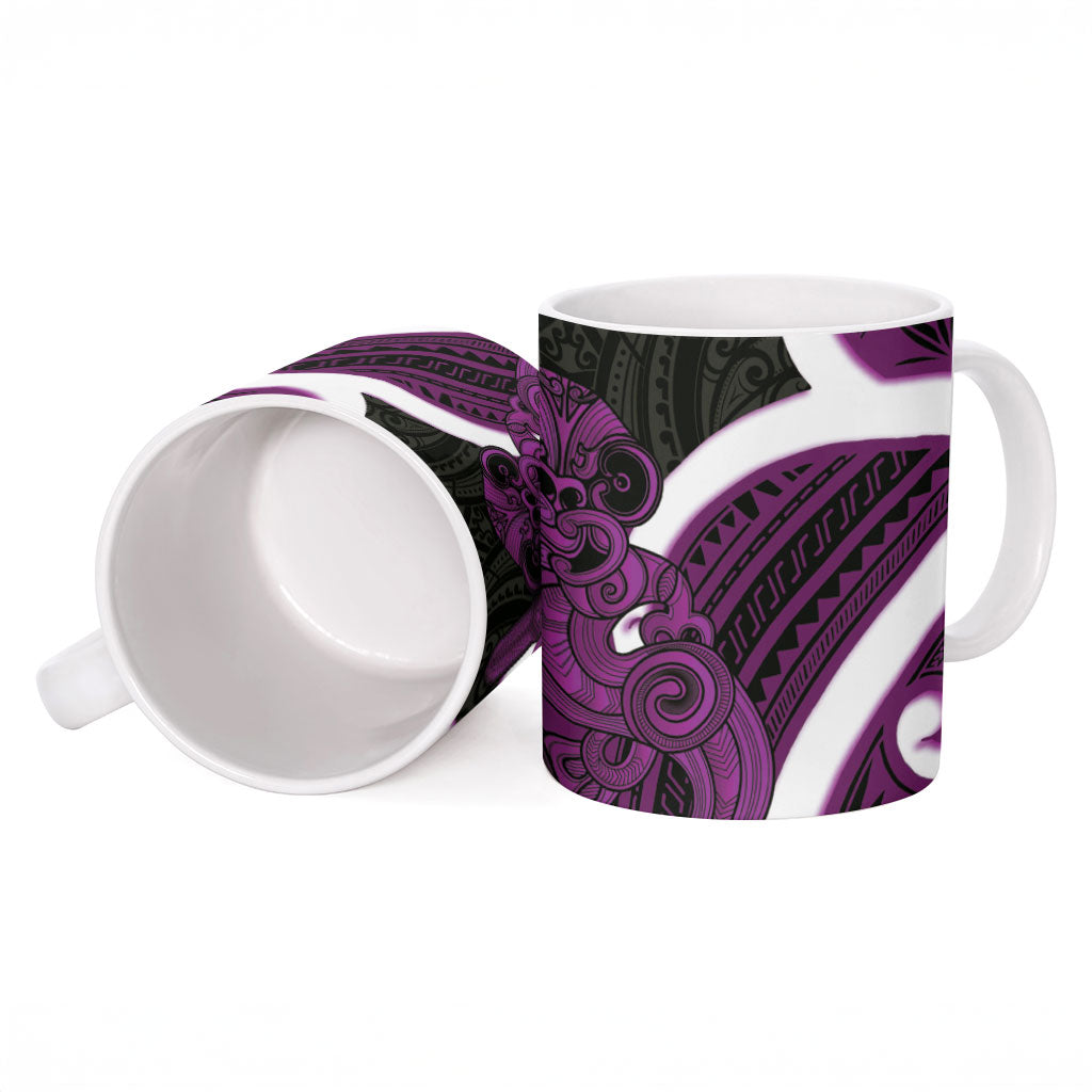 Waiporoporo Aotearoa Atua Tumatauenga Ceramic Mug Maori God Of War Tiki With Taiaha LT14 - Polynesian Pride