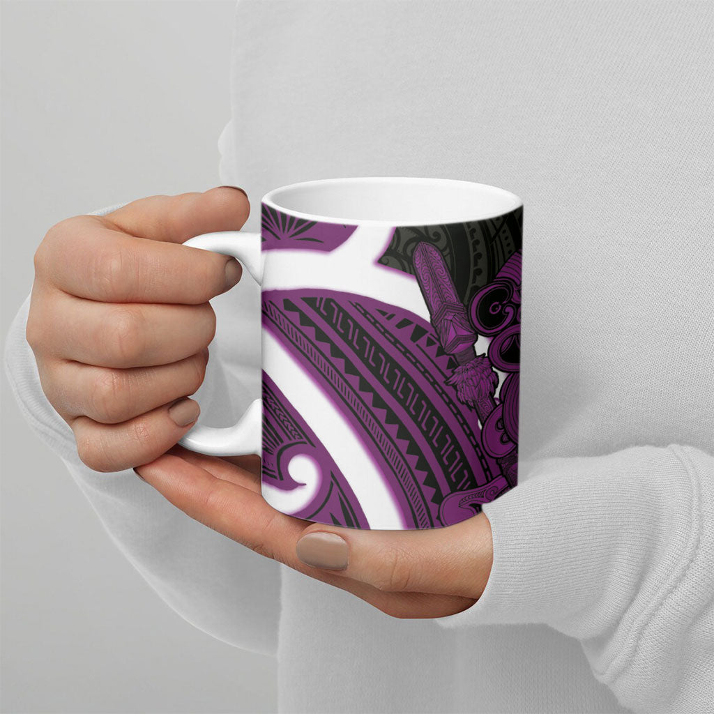 Waiporoporo Aotearoa Atua Tumatauenga Ceramic Mug Maori God Of War Tiki With Taiaha LT14 - Polynesian Pride