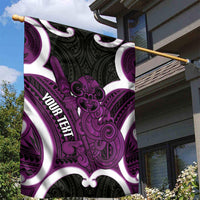Waiporoporo Aotearoa Atua Tumatauenga Personalised Garden Flag Maori God Of War Tiki With Taiaha LT14 - Polynesian Pride