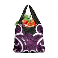Waiporoporo Aotearoa Atua Tumatauenga Personalised Grocery Bag Maori God Of War Tiki With Taiaha LT14 1-pack One Size Purple - Polynesian Pride