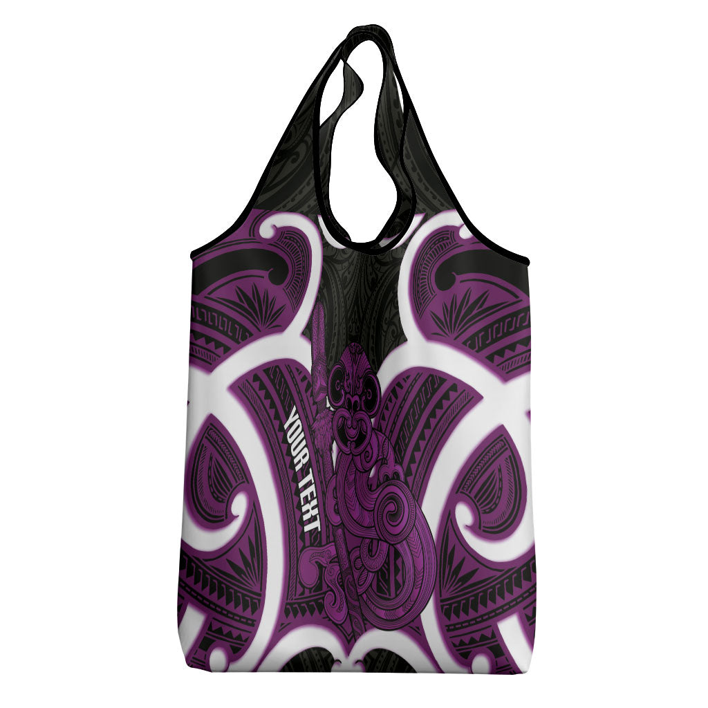 Waiporoporo Aotearoa Atua Tumatauenga Personalised Grocery Bag Maori God Of War Tiki With Taiaha LT14 - Polynesian Pride