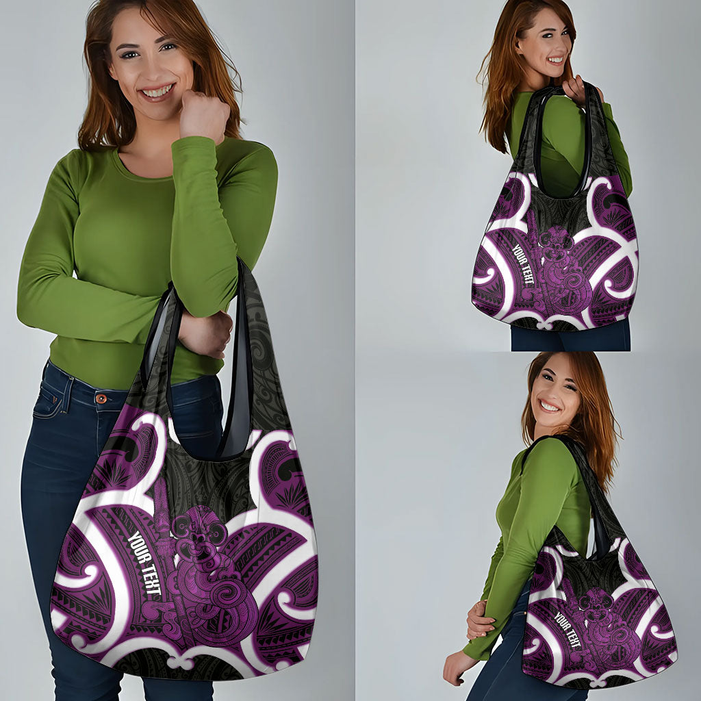 Waiporoporo Aotearoa Atua Tumatauenga Personalised Grocery Bag Maori God Of War Tiki With Taiaha LT14 - Polynesian Pride