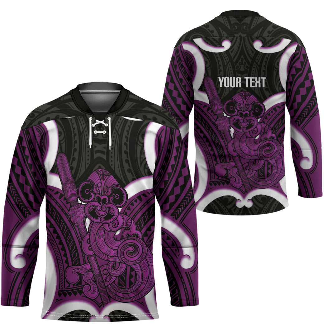 Waiporoporo Aotearoa Atua Tumatauenga Personalised Hockey Jersey Maori God Of War Tiki With Taiaha LT14 - Polynesian Pride