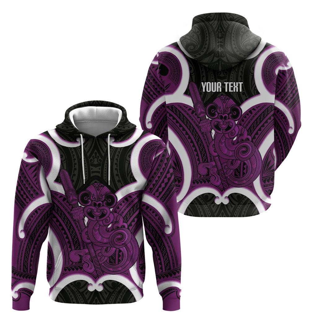 Waiporoporo Aotearoa Atua Tumatauenga Personalised Hoodie Maori God Of War Tiki With Taiaha LT14 - Polynesian Pride