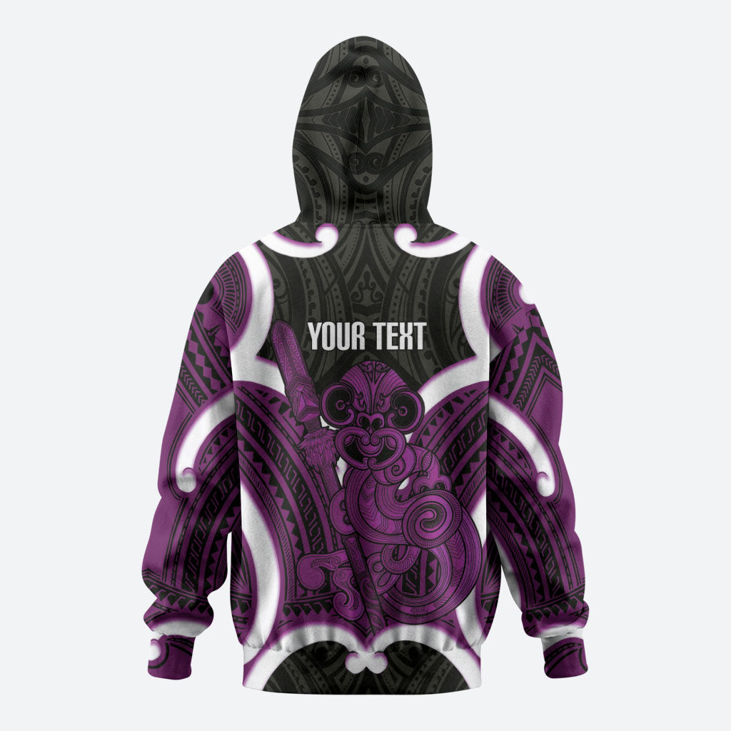 Waiporoporo Aotearoa Atua Tumatauenga Personalised Hoodie Maori God Of War Tiki With Taiaha LT14 - Polynesian Pride