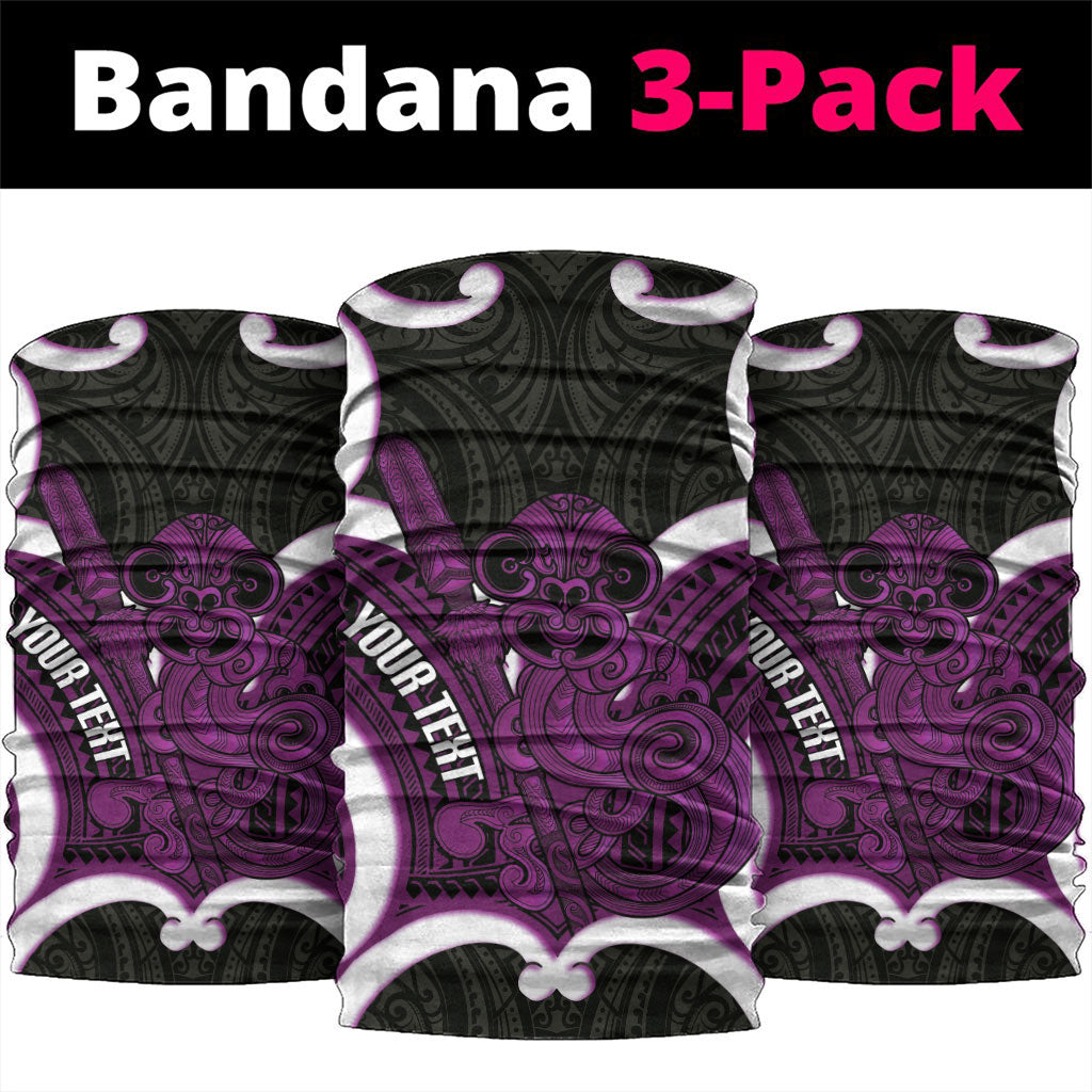 Waiporoporo Aotearoa Atua Tumatauenga Personalised Neck Gaiter Maori God Of War Tiki With Taiaha LT14 package One Size: 25*50cm Purple - Polynesian Pride