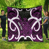 Waiporoporo Aotearoa Atua Tumatauenga Personalised Quilt Maori God Of War Tiki With Taiaha LT14 - Polynesian Pride