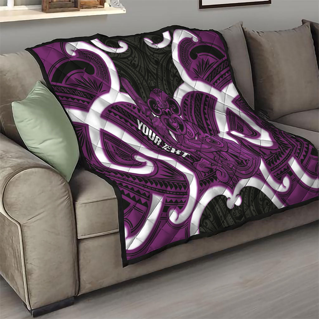 Waiporoporo Aotearoa Atua Tumatauenga Personalised Quilt Maori God Of War Tiki With Taiaha LT14 - Polynesian Pride