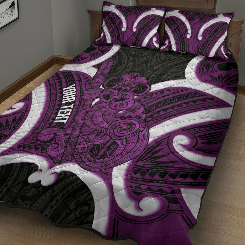 Waiporoporo Aotearoa Atua Tumatauenga Personalised Quilt Bed Set Maori God Of War Tiki With Taiaha LT14 - Polynesian Pride