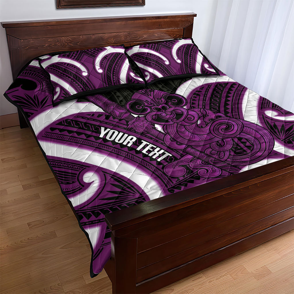 Waiporoporo Aotearoa Atua Tumatauenga Personalised Quilt Bed Set Maori God Of War Tiki With Taiaha LT14 - Polynesian Pride