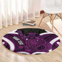 Waiporoporo Aotearoa Atua Tumatauenga Personalised Round Carpet Maori God Of War Tiki With Taiaha LT14 - Polynesian Pride