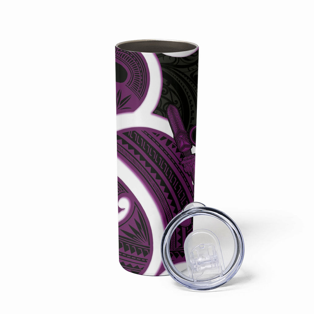 Waiporoporo Aotearoa Atua Tumatauenga Skinny Tumbler Maori God Of War Tiki With Taiaha LT14 - Polynesian Pride