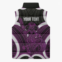 Waiporoporo Aotearoa Atua Tumatauenga Personalised Sleeveless Puffer Jacket Maori God Of War Tiki With Taiaha LT14 - Polynesian Pride