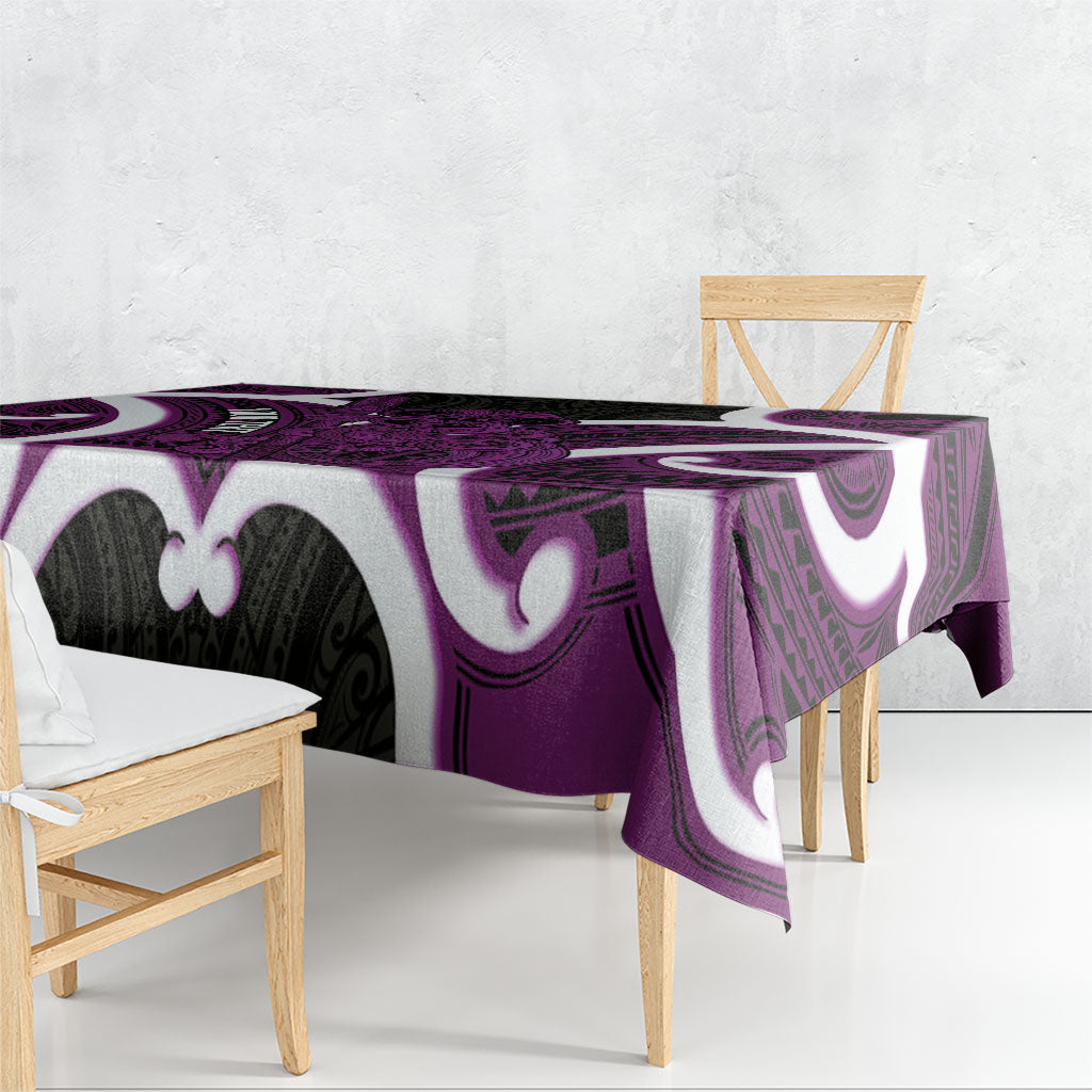 Waiporoporo Aotearoa Atua Tumatauenga Personalised Tablecloth Maori God Of War Tiki With Taiaha LT14 - Polynesian Pride