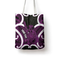 Waiporoporo Aotearoa Atua Tumatauenga Personalised Tote Bag Maori God Of War Tiki With Taiaha LT14 - Polynesian Pride