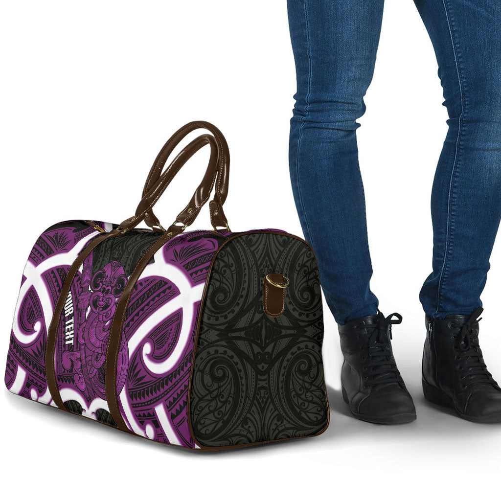 Waiporoporo Aotearoa Atua Tumatauenga Personalised Travel Bag Maori God Of War Tiki With Taiaha LT14 - Polynesian Pride