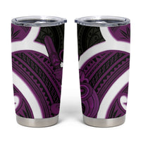 Waiporoporo Aotearoa Atua Tumatauenga Tumbler Cup Maori God Of War Tiki With Taiaha LT14 Purple - Polynesian Pride
